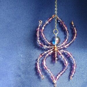Hand Crafted Purple Beaded Spider Pendant